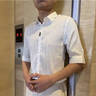 逐梦颜衬衫男士夏季新款外套修身冰丝条纹百搭衬衣长五分袖潮牌痞帅纯色 白色T60 L 实拍图