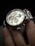 冠琴（GUANQIN）手表男机械表全自动镂空飞轮瑞士品质防水夜光皮带男士双日历手表 银色白面【明星代言】 实拍图