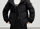雪中飞羽绒服女短款立领可脱卸帽子小个子宽松保暖百搭外套 黑色S 晒单实拍图
