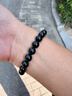 普陀山黑曜石手串足银饰六字箴言五行补水男士手串转运珠护身生日礼物 实拍图