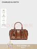 CHARLES&KEITH25冬新品褶皱包挂手提小方包波士顿包新年礼物送女友CK2-30671820 Chocolate巧克力色 S 实拍图