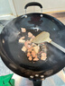 阎铁匠章丘炒锅铁锅 炒菜锅无涂层家用不易粘锅圆底轻便炒勺锻打已开锅 32cm黑锅镜面木把带耳3-5人D 32cm 圆底炒锅 实拍图