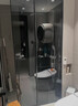 不锈钢淋浴房隔断定制一字型简易干湿分离卫生间移门整体浴室玻璃 【升级版】304不锈钢雅黑-包安装 8mm钢化-送货上门包安装 实拍图
