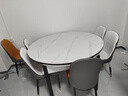 奥利克丝 亮光岩板餐桌椅组合 现代简约实木餐桌可伸缩折叠圆桌吃饭桌子 亮光雪山白-黑白框架轻奢皮椅款 1.35米 一桌六椅【12MM加厚岩板】 实拍图