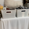 名创优品（MINISO）格纹仿藤编收纳筐 桌面收纳盒宿舍大号2个装 实拍图