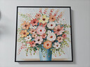 墨派（Mopai）餐厅装饰画手绘油画美式花卉高端客厅肌理挂画正方形壁画免打孔 锦上添花 60*60cm手绘油画 实拍图