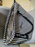鹏境2025新款帆布手提单肩包包女时尚条纹大容量购物袋休闲通勤托特包 飘带条纹【经典黑】 实拍图