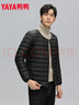 鸭鸭（YAYA）佟丽娅同款轻薄羽绒服女新款冬季短款圆领内胆修身时尚薄外套男 黑色【男款无领YE3C700311Y】 3XL 【建议140-155斤】 实拍图