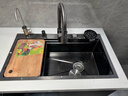 摩恩阳光系列厨房水槽大单槽洗菜盆一体盆洗碗槽304不锈钢台上台中台下盆 升级款小米粒5MM-抽拉龙头全配置 800X450MM 实拍图