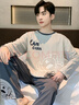 浪莎春秋季睡衣男全棉长袖长裤新品纯棉圆领青年学生可外穿家居服套装 实拍图
