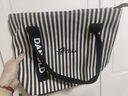 鹏境2025新款帆布手提单肩包包女时尚条纹大容量购物袋休闲通勤托特包 飘带条纹【经典黑】 实拍图