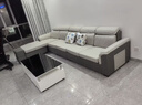轩说贵妃组合中小户型布艺沙发实木框架现代简约客厅家具现代简约沙发 四人位+贵妃(舒适版)+茶几 (高密度海绵座包/丝光绒布) 实拍图