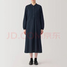 MUJI女式 棉 长袖连衣裙 女装 裙子 春季 长裙 纯棉 BC2KVA4A 深藏青色 M (160/84A) 实拍图