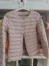 鸭鸭（YAYA）佟丽娅同款轻薄羽绒服女新款冬季短款圆领内胆修身时尚薄外套男 米白色【女款无领】 2XL 【建议125-140斤】 实拍图