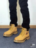 骆驼（CAMEL）王俊凯同款马丁靴高帮秋户外工装大黄靴男 GE122W7757T 金黄 42 实拍图