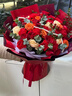 艾斯维娜鲜花速递向日葵混搭花束生日礼物全国同城配送 33朵玫瑰康乃馨混搭花束 实拍图