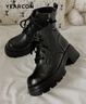 意尔康马丁靴女秋冬新款复古厚底增高加绒机车短靴 14738W黑色 37  实拍图