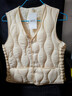 羽绒棉马甲女秋冬保暖背心修身短款v领加绒坎肩百搭内胆 米白色（同色升级加绒款） 2XL 90斤-115斤 实拍图