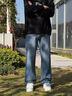 啄木鸟2026新款牛仔裤男春秋季宽松直筒阔腿裤子青少年男士休闲长裤子 637复古蓝【常规款】 XL 【建议体重130-145斤】 实拍图