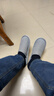 洁丽雅亚麻拖鞋男四季居家室内防滑情侣家用静音日式地板布拖鞋女士春秋 藏青 【1.0基础款 | 透气舒适】 42-43 【适合41-42】 实拍图