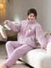 特丝格斯（TSGS）睡衣女冬季加厚套装珊瑚绒三层夹棉衣加绒加大码法兰绒保暖家居服 紫色 XL 身高165内体重105-125斤内 实拍图