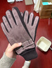 红蜻蜓真皮手套男冬天骑车摩托车加绒加厚触屏保暖防风防溅水猪皮棉手套 款式一 - 真皮加绒加厚 - 咖色 均码 防风触屏 实拍图