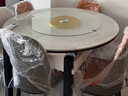 奥利克丝 亮光岩板餐桌椅组合 现代简约实木餐桌可伸缩折叠圆桌吃饭桌子 亮光雪山白-黑白框架轻奢皮椅款 1.35米 一桌六椅【12MM加厚岩板】 实拍图