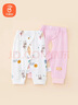 贝瑞加（Babyprints）宝宝开裆裤2条装新生儿纯棉长裤婴儿按扣款裤子 小鹿+粉 59 实拍图