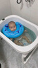 奔麦婴儿洗澡盆泡澡桶新生儿童澡盆宝宝浴桶浴盆游泳桶家用可坐可躺 可坐可躺+浴凳丨蓝 实拍图