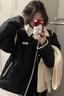 简轻逸短款黑色棉服女士外套冬季高级感新款棉袄小个子羽绒棉衣洋气大码 日系翻领刺绣拼接可爱风棉服 M 【建议85-125斤】 实拍图