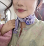 故事人生荷花真丝丝巾小方巾女百搭春秋新款洋气时尚国风妈妈围巾护颈围脖 乐棣罗兰紫色 53*53cm 实拍图