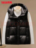 鸭鸭（YAYA）羽绒马甲女外穿秋冬新款情侣男女同款连帽马夹背心羽绒服外套 黑色 XL /175(建议130-145斤) 实拍图