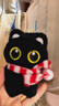 黑猫玩偶毛绒公仔挂件ins可爱猫咪包包挂饰情侣礼物送女朋友礼物 红白围巾+黑猫【送黑色珠珠链】 会吱吱叫【10厘米左右】 实拍图
