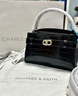 CHARLES&KEITH鳄鱼纹凯莉包手提斜挎婚包包女包生日礼物新年礼物CK2-50270880-1 Black黑色 S 实拍图