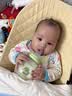小土豆（potato）萌熊玻璃奶瓶新生婴儿防胀气宝宝吸管奶瓶宽口径防摔0-9个月奶瓶 艾青绿150mL （新生儿mini版） 实拍图