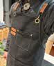 品之德 时尚帆布围裙牛仔防油尘防水厨房餐厅围腰围裙 加厚耐磨工作服  黑色 实拍图