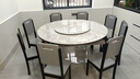 初屋 餐桌 岩板餐桌椅组合现代简约伸缩折叠圆桌家用小户型实木饭桌子 黑灰色-意大利灰岩板-实木椅 1.5m 一桌八椅 实拍图