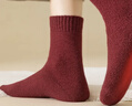 猫人3双35%羊毛袜子女秋冬中筒毛圈袜本命年马年女士月子袜保暖鸿运袜 实拍图