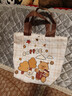 时尚休闲帆布包女时尚单肩包上班托特包手提袋拎包帆布袋卡通包包 美好时光水豚 上长27*高22*底宽10cm 实拍图