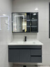 恋派浴室柜 陶瓷一体盆卫生间洗脸盆柜组合悬挂式洗漱台智能洗手盆柜 【智能镜柜】珠光灰+陶瓷盆 90cm 实拍图