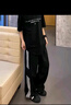 棉致休闲裤男港风潮流宽松系带运动卫裤百搭阔腿裤 黑色直筒 XL 实拍图
