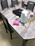 初屋 餐桌 岩板餐桌椅组合现代简约伸缩折叠圆桌家用小户型实木饭桌子 黑灰色-意大利灰岩板-实木椅 1.35m 一桌六椅 实拍图