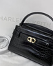 CHARLES&KEITH鳄鱼纹凯莉包手提斜挎婚包包女包生日礼物新年礼物CK2-50270880-1 Black黑色 S 实拍图