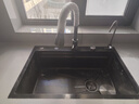 摩恩阳光系列厨房水槽大单槽洗菜盆一体盆洗碗槽304不锈钢台上台中台下盆 升级款小米粒5MM-抽拉龙头全配置 680X450MM 实拍图