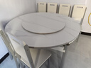 初屋 餐桌 岩板餐桌椅组合现代简约伸缩折叠圆桌家用小户型实木饭桌子 宝马灰色-雪山白岩板-实木椅 1.35m 一桌六椅 实拍图