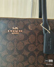 蔻驰（COACH）【品牌直供】女士大号大容量单肩手提托特包胡桃木拼黑色CBT20 实拍图