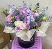冉子花坊鲜花速递粉玫瑰抱抱桶向日葵花篮生日礼物送女友爱人同城配送 爱的抱抱紫色 实拍图