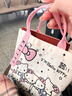 卡通蝴蝶结新款日系极简帆布包单肩上课通勤耐磨手提包 樱桃kt猫27*24cm 实拍图