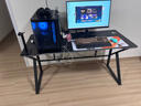 甄严选电脑桌台式电竞桌椅套装组合桌子办公家用桌学习桌书房书桌写字桌 【黑架+黑碳纤纹面】单桌140*60 实拍图