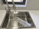 奈田（NTNO）厨房水槽大单槽洗菜盆一体盆304不锈钢加厚5.0压纹耐磨集渣洗碗槽 雅银集渣大单槽+三挡抽拉龙头 60*46cm【台控下水-加厚5.0】 实拍图